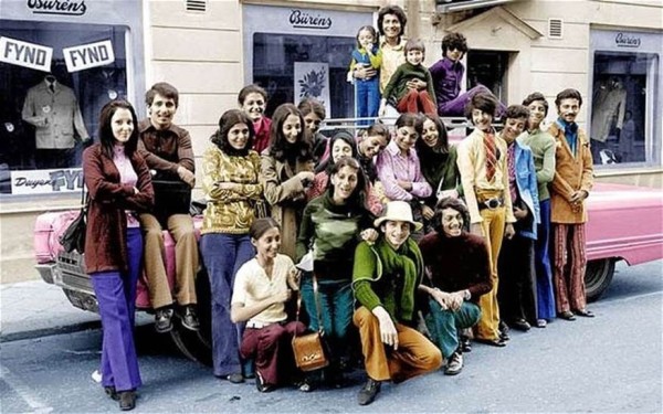 A young Osama Bin Laden with his family in Sweden during the 1970s. Bin Laden is second from the right in a green shirt and blue pants.