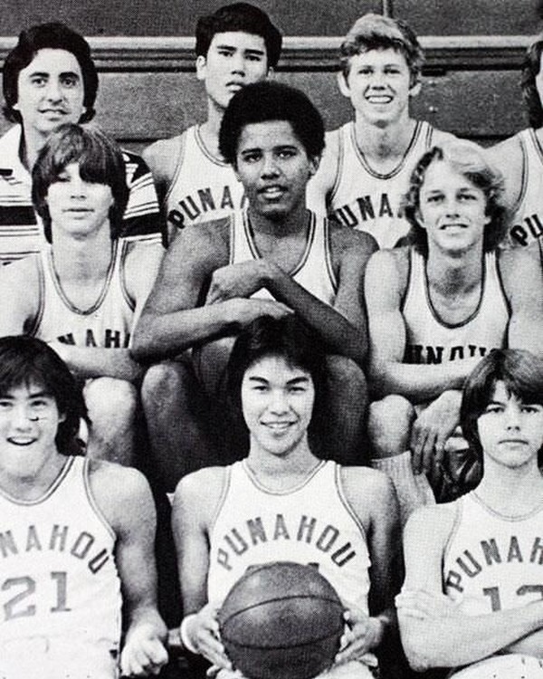 Barack Obama on his high school basketball team