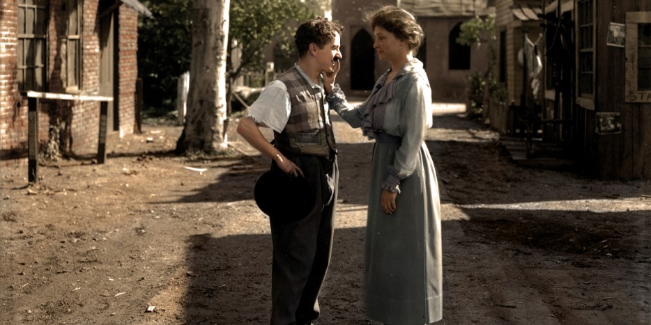 Helen Keller meeting comedian Charlie Chaplin in 1918