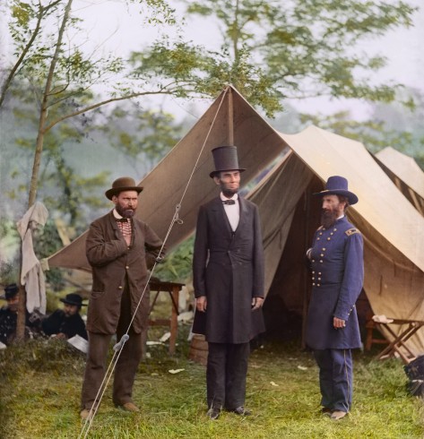 President Lincoln with Major General McClernand and Allan Pinkerton at Antietam in 1862